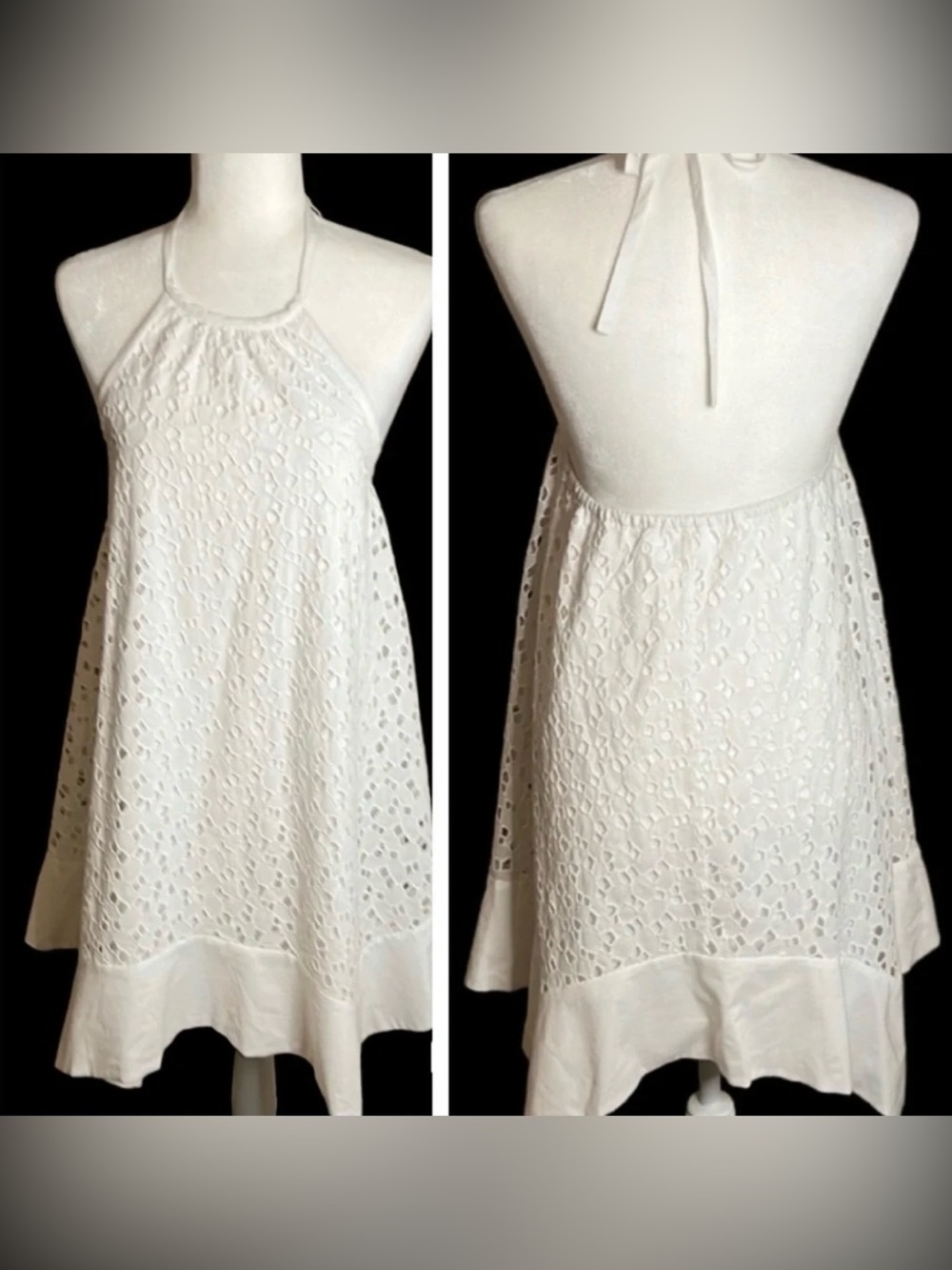 Susana Monaco White Eyelet Halter Dress - Size 12